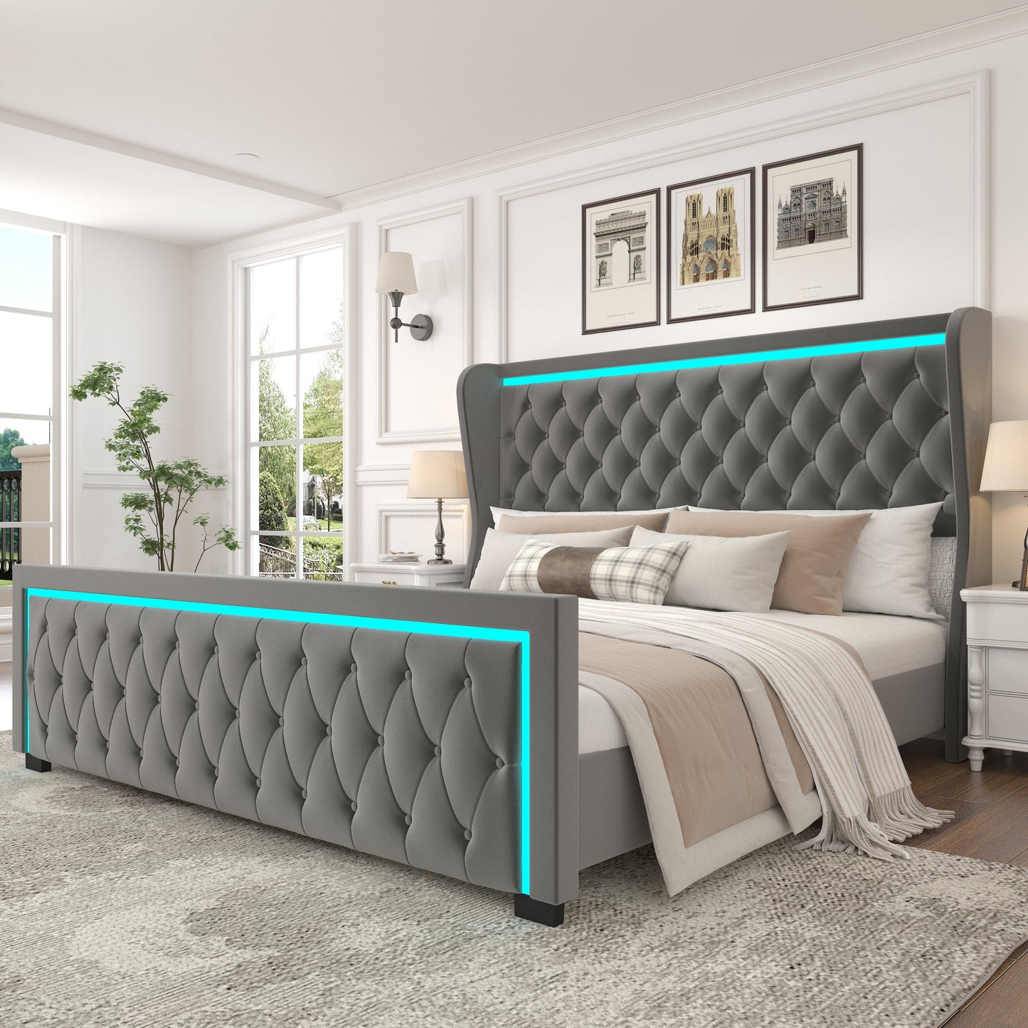 Adjustable Colorful LED Lighted Bed Frame