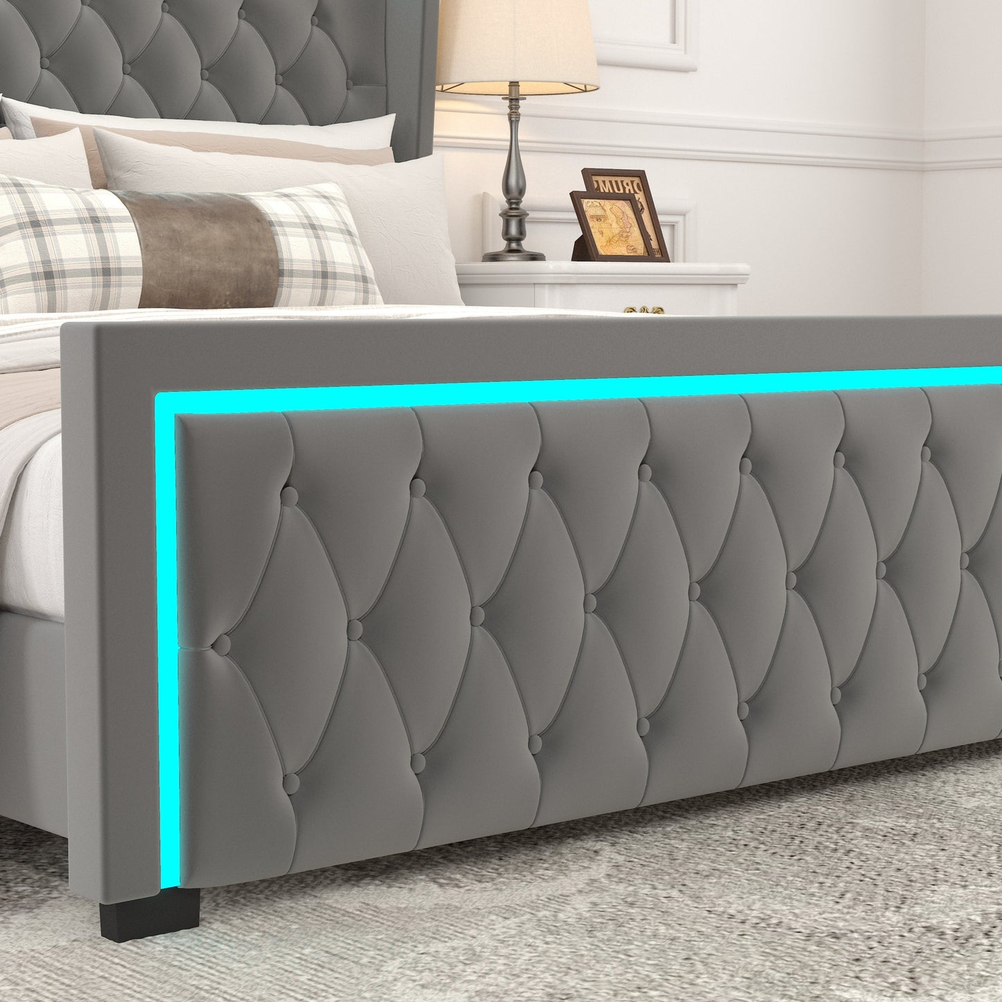 Adjustable Colorful LED Lighted Bed Frame