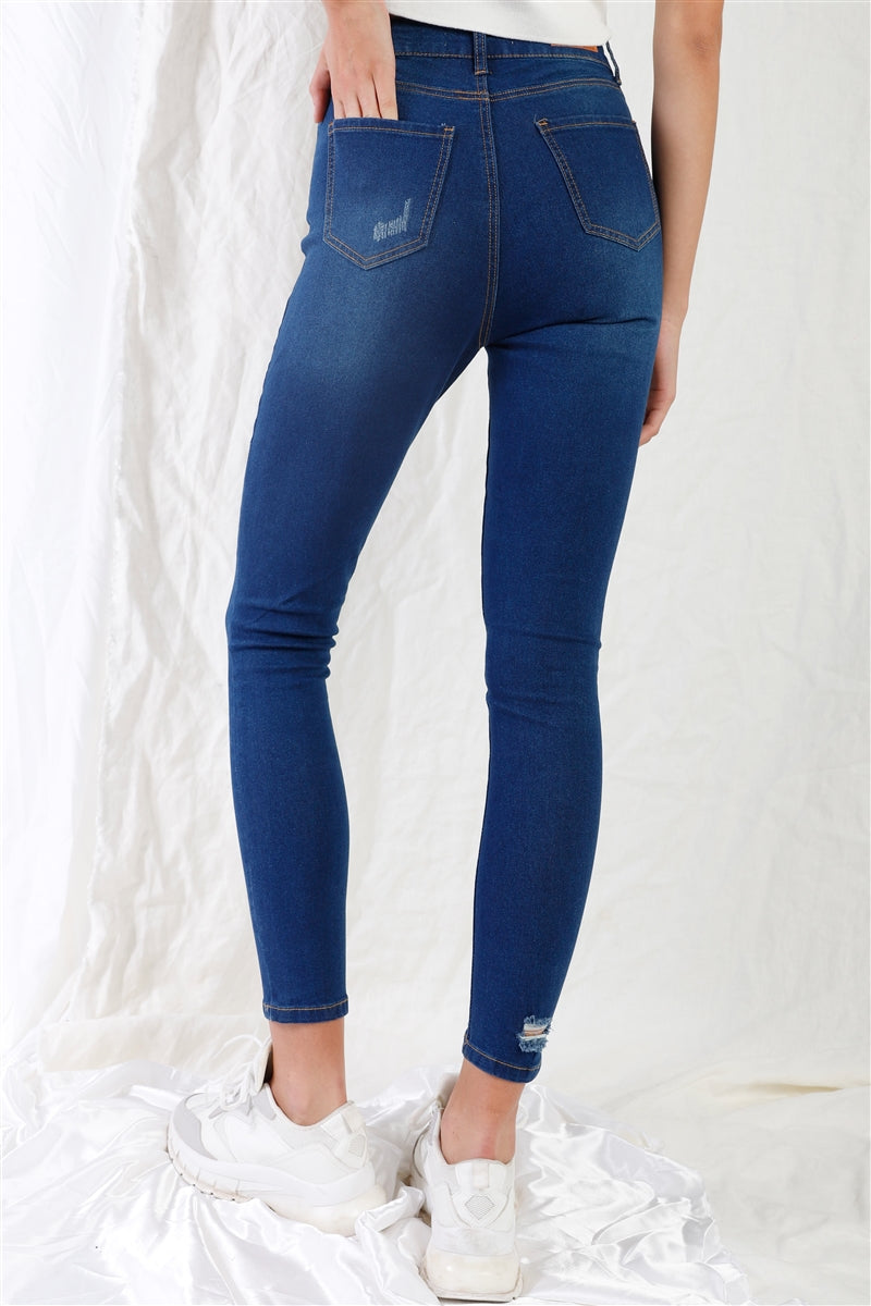 Dark Blue High-waisted Skinny Jeans