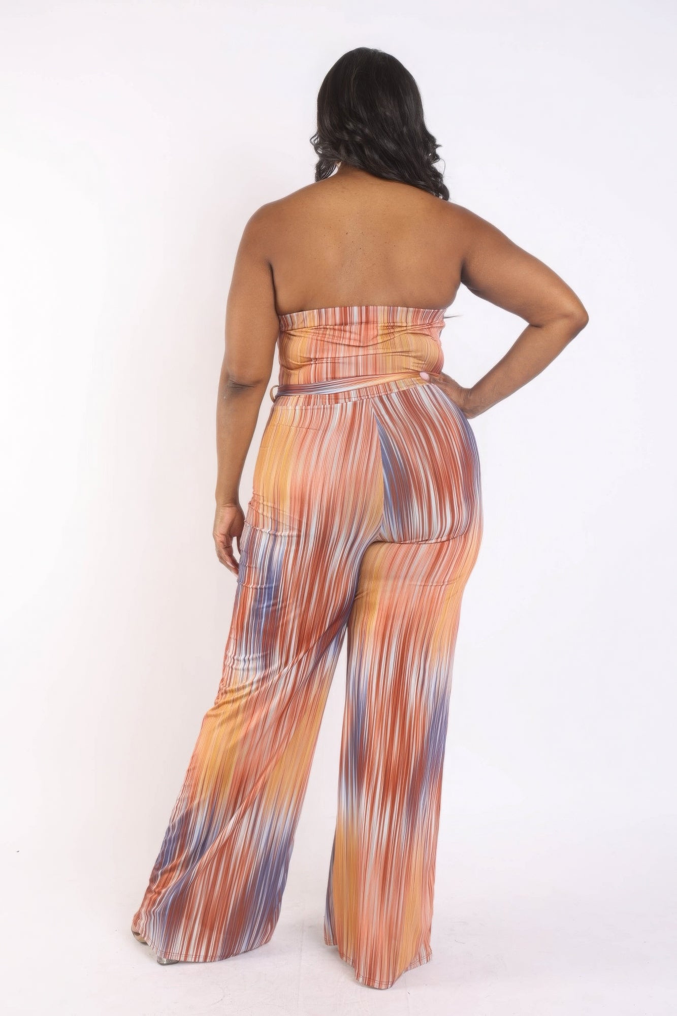 Printed Tube Jumpsuit With Self -Tie Belt