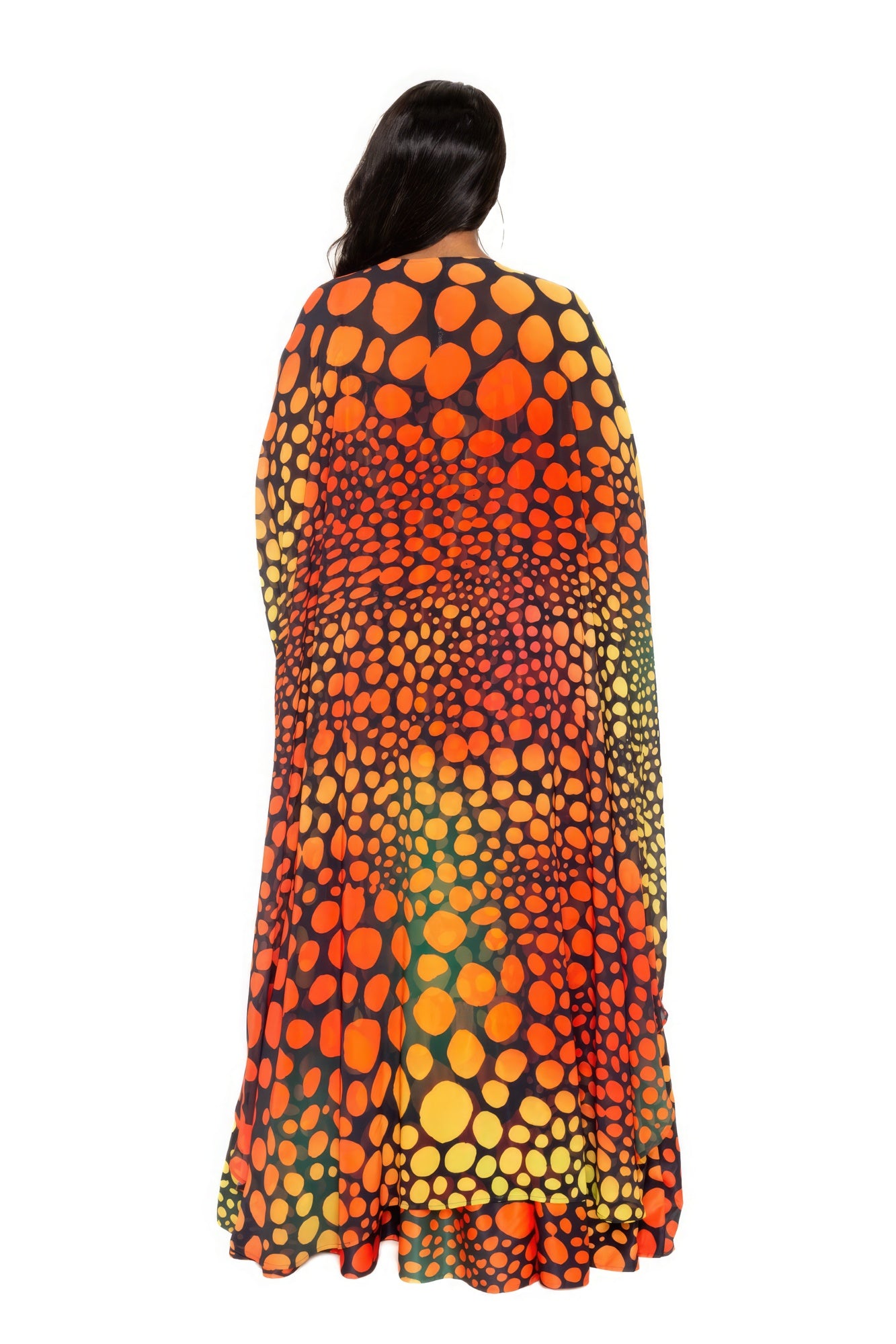 Dot Robe With Wrist Band- Robe Only/ Orange Multi