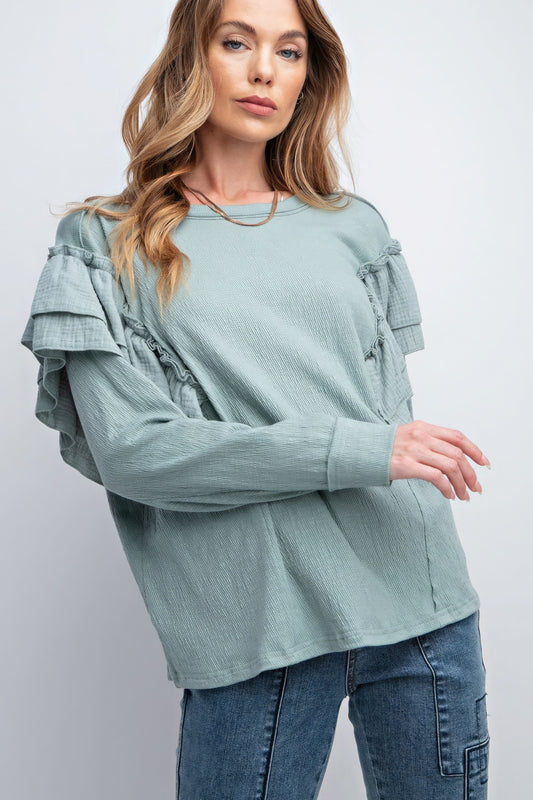 ruffle long sleeve top