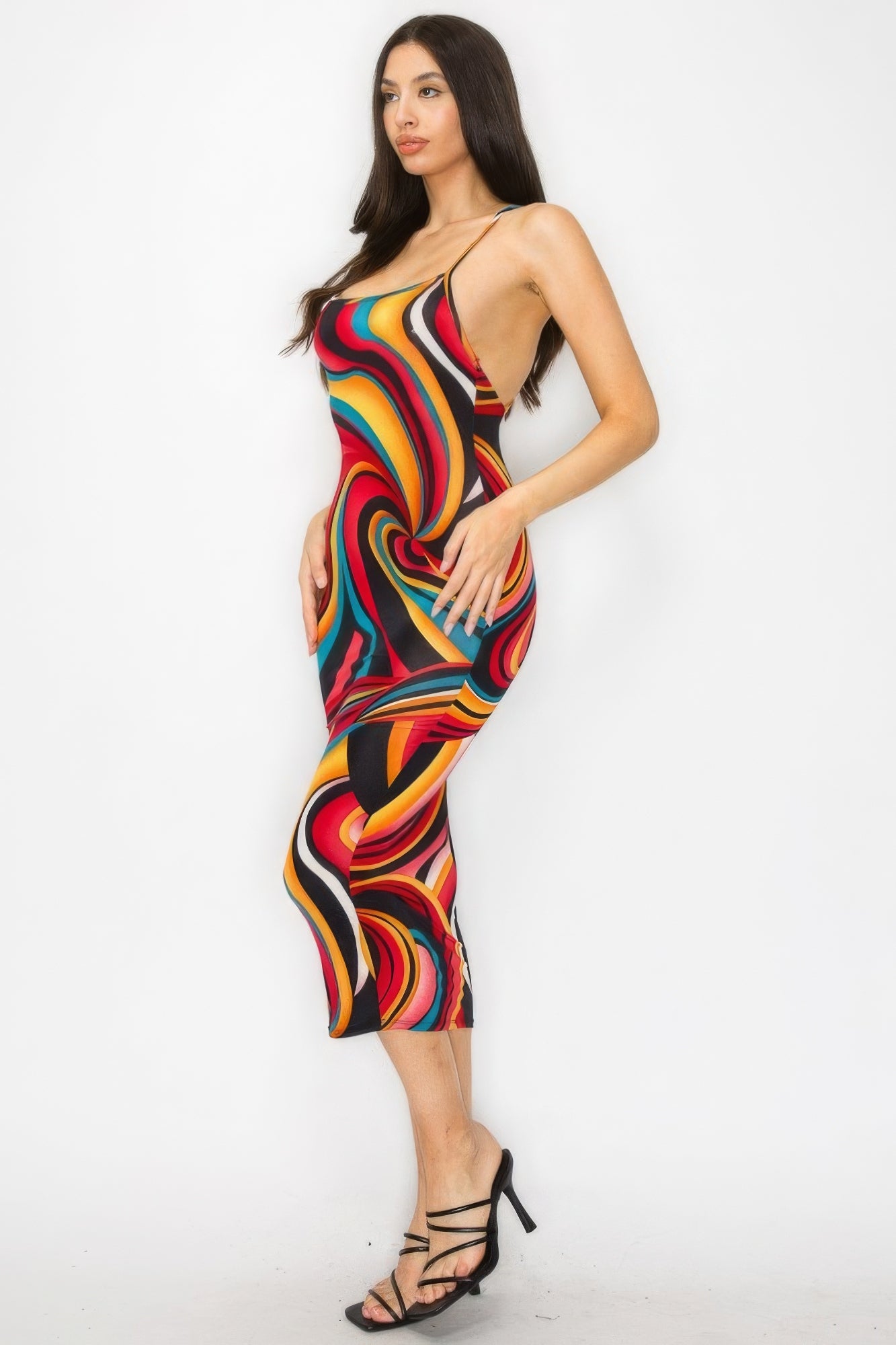 multicolored midi dress | Show Me All The Things Shoppe	