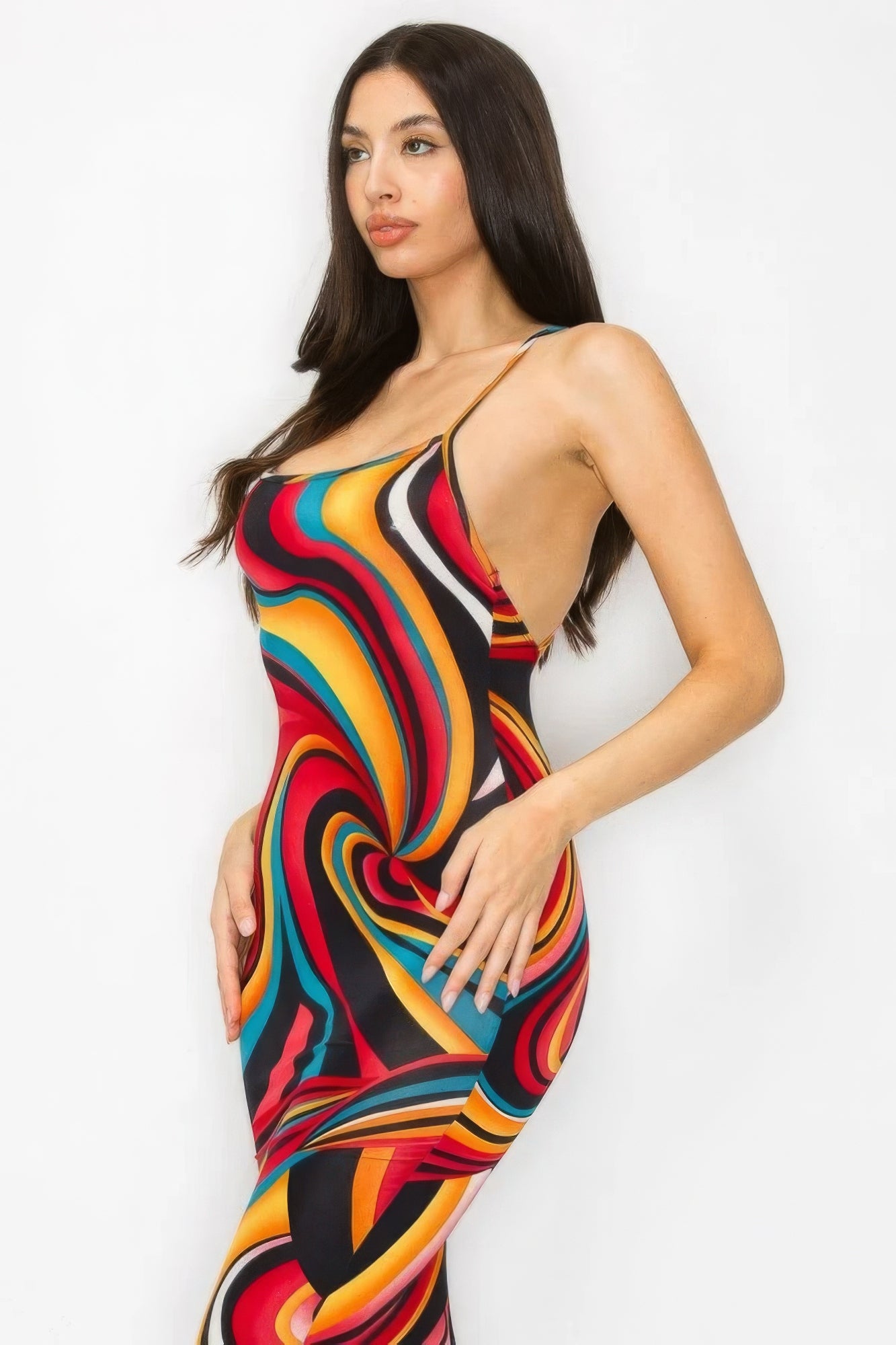 multicolored midi dress | Show Me All The Things Shoppe	