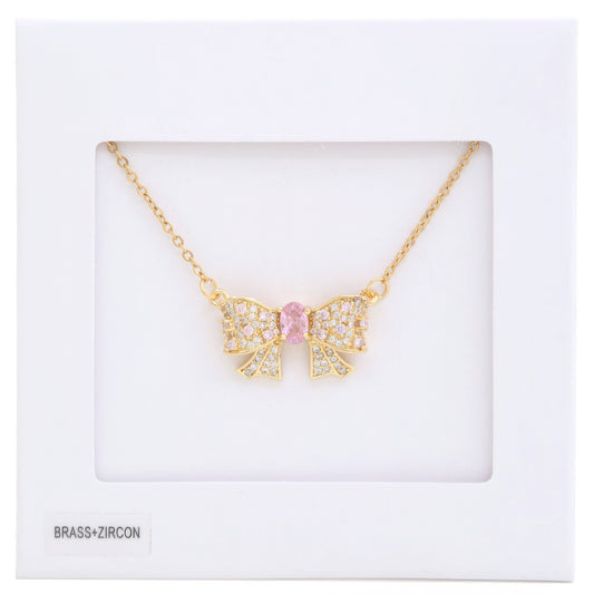 Rhinestone Bow Necklace