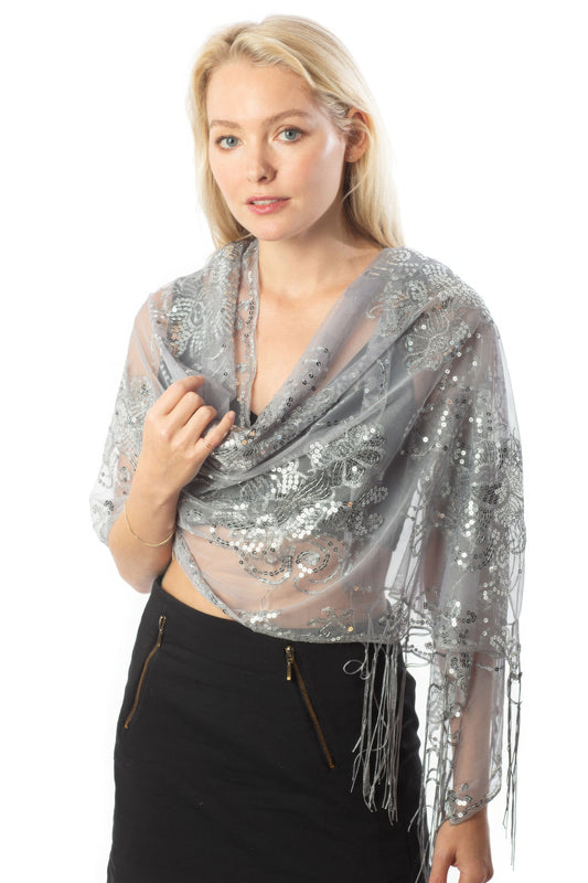 Flowery Sequined Shawl