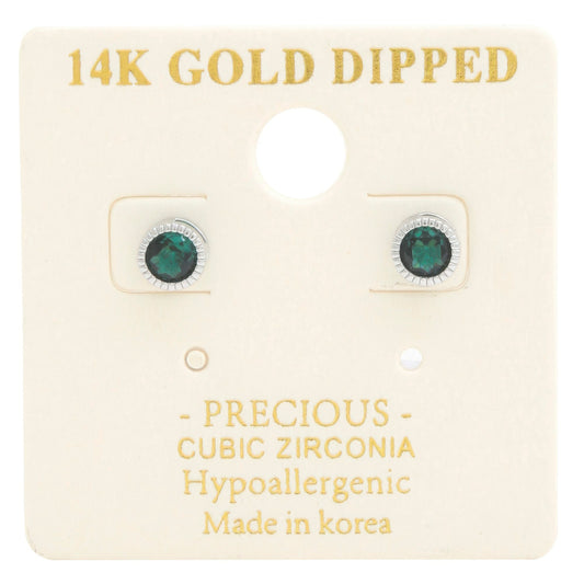 14k Gold Dipped CZ Round Earrings