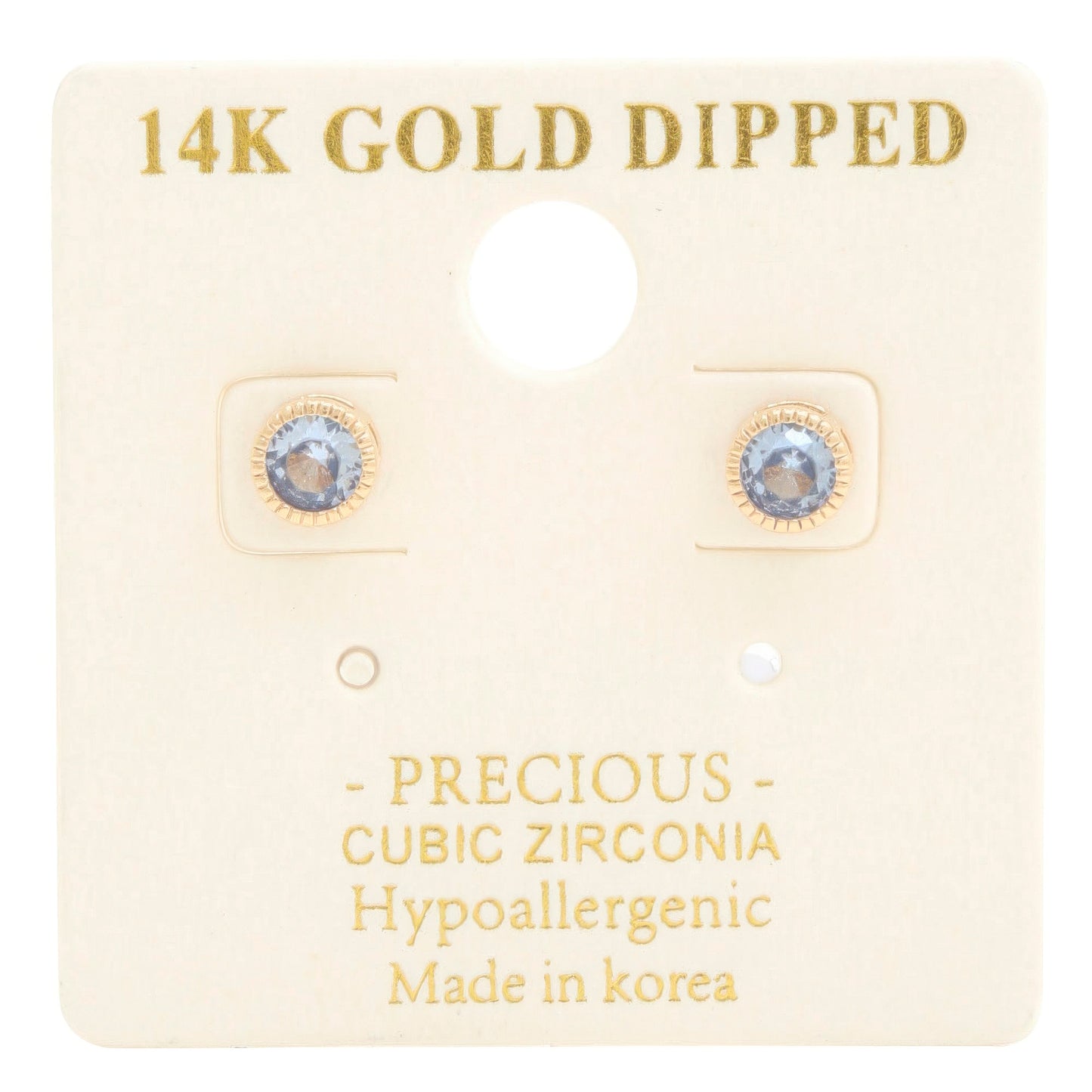 14k Gold Dipped CZ Round Earrings