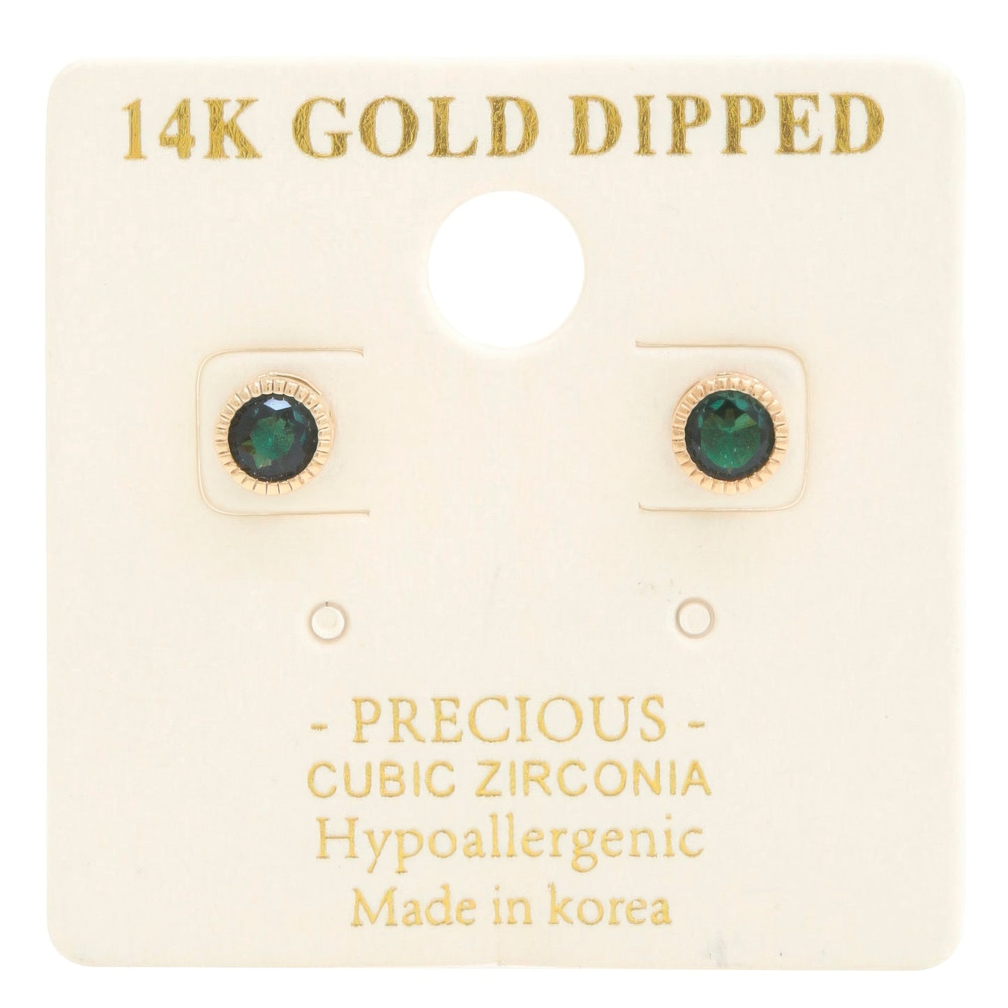 14k Gold Dipped CZ Round Earrings