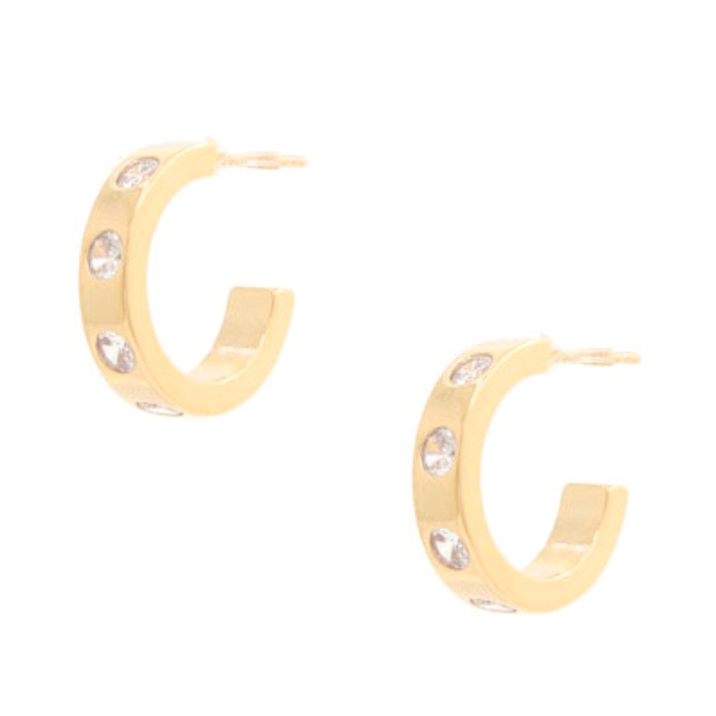 14k Rhinestone Hoop Gold Dipped Earrings