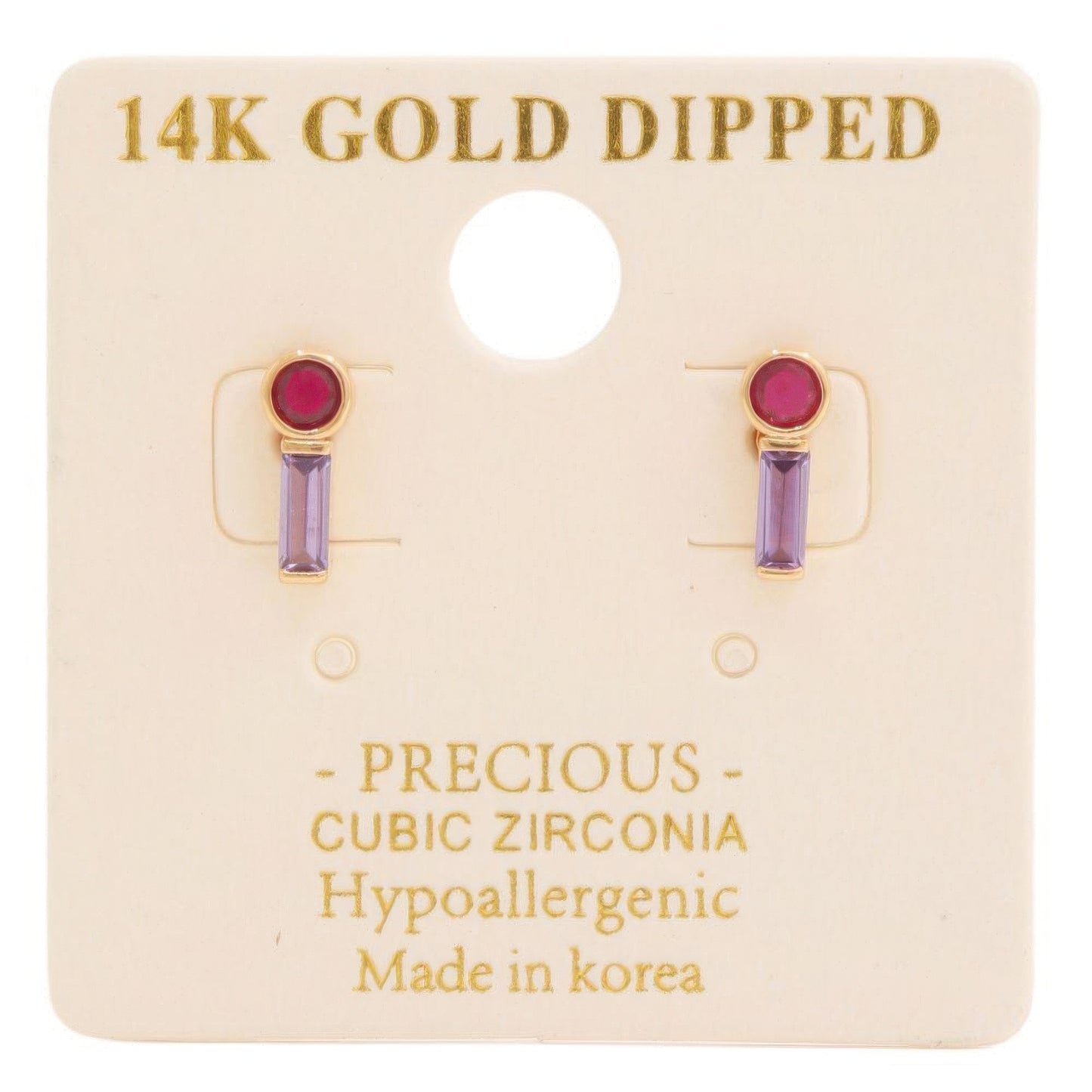 14k Gold Dipped CZ Stone Stud Earrings