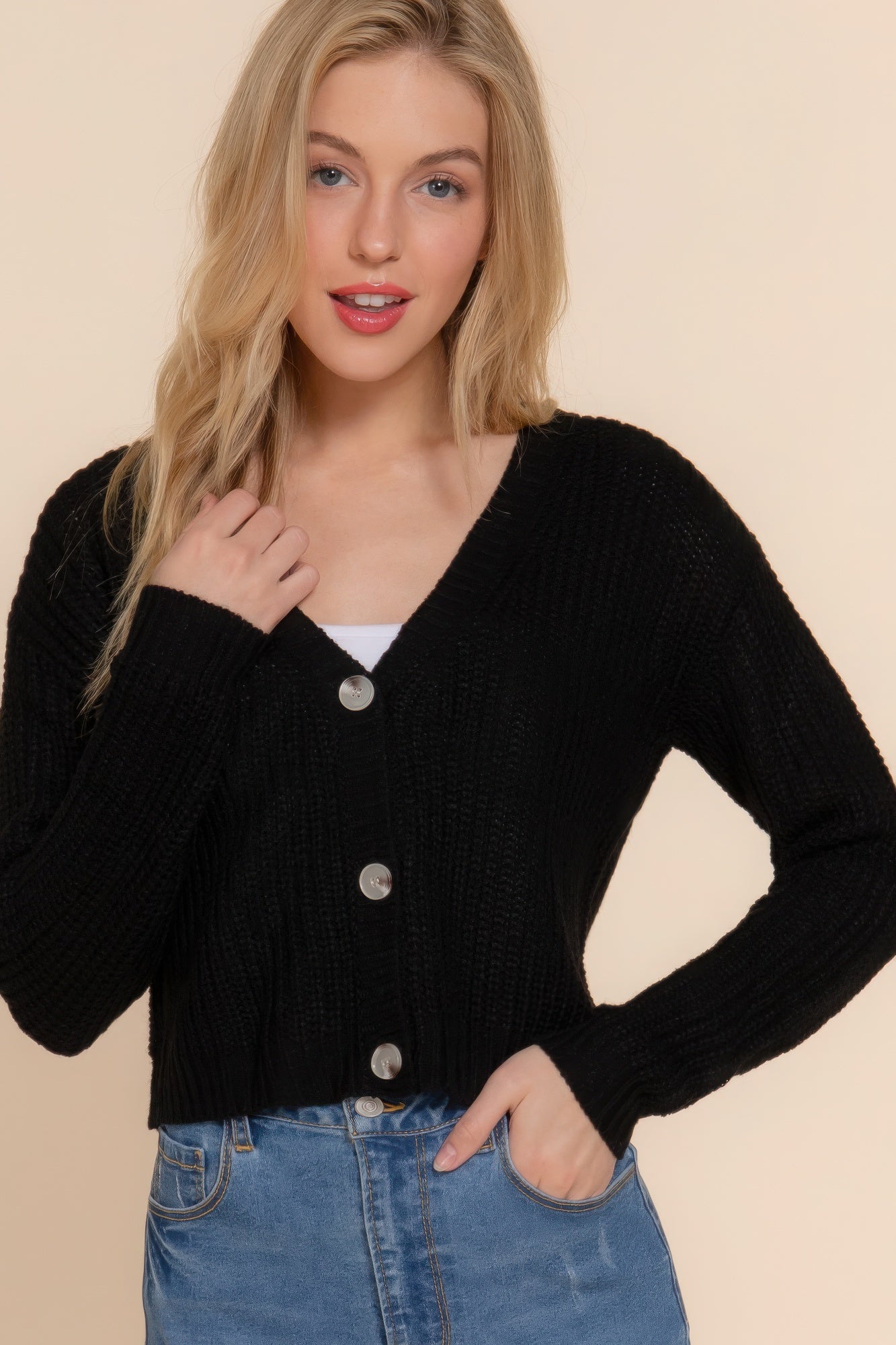 V -neck Sweater Cardigan