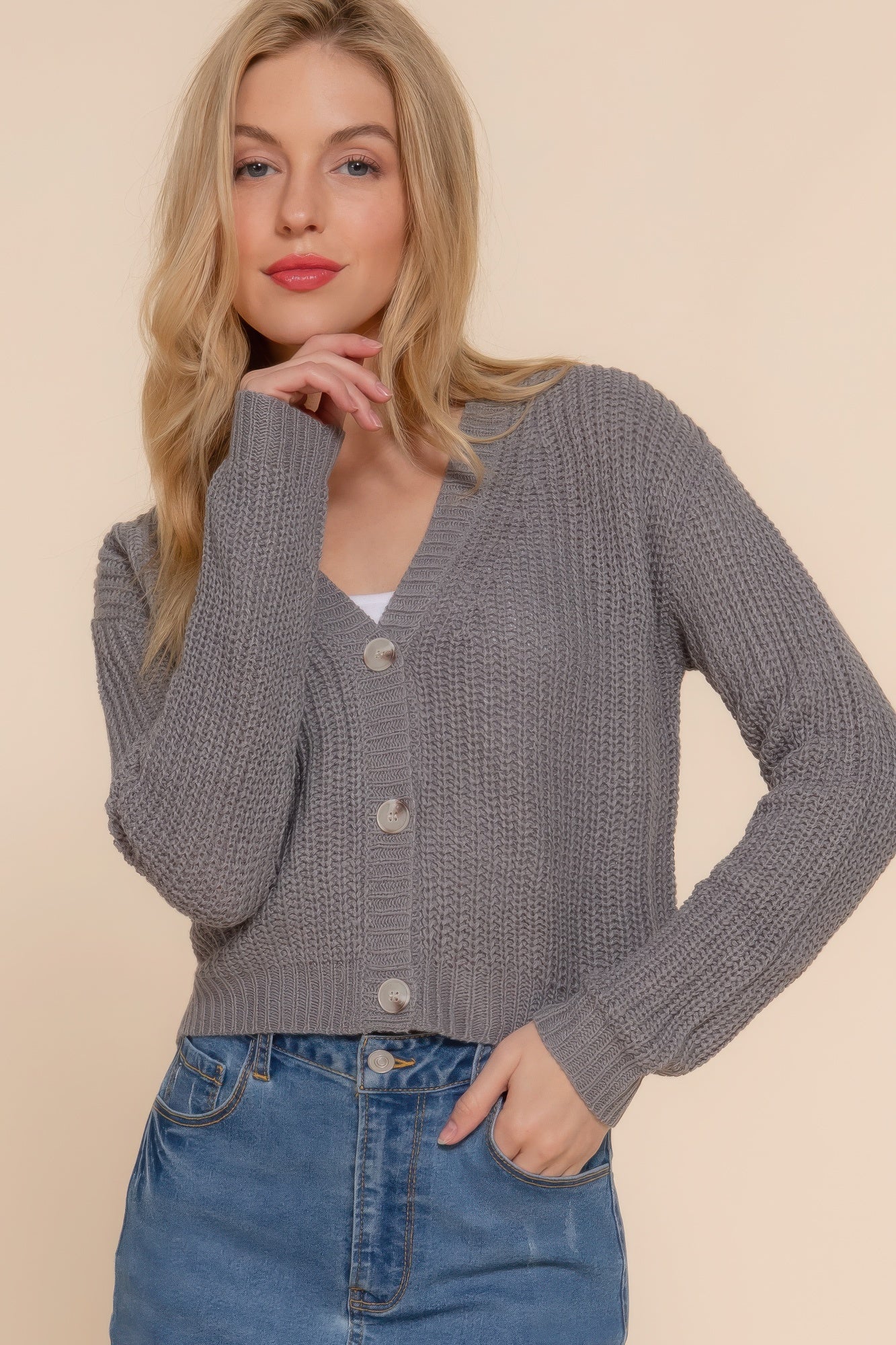 V -neck Sweater Cardigan