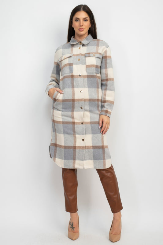 Plaid Buttoned Coat