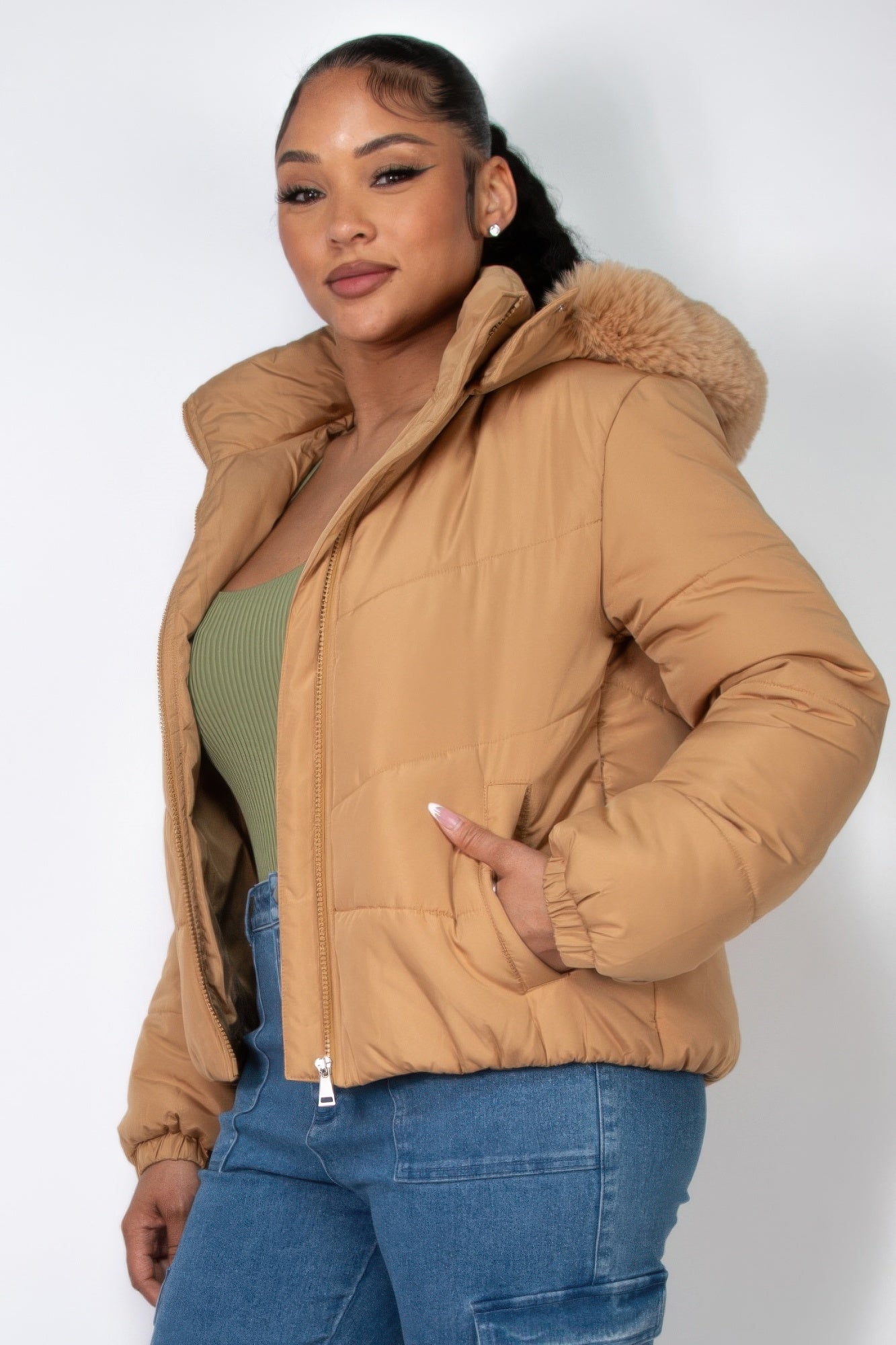 Faux Fur Hooded Jacket