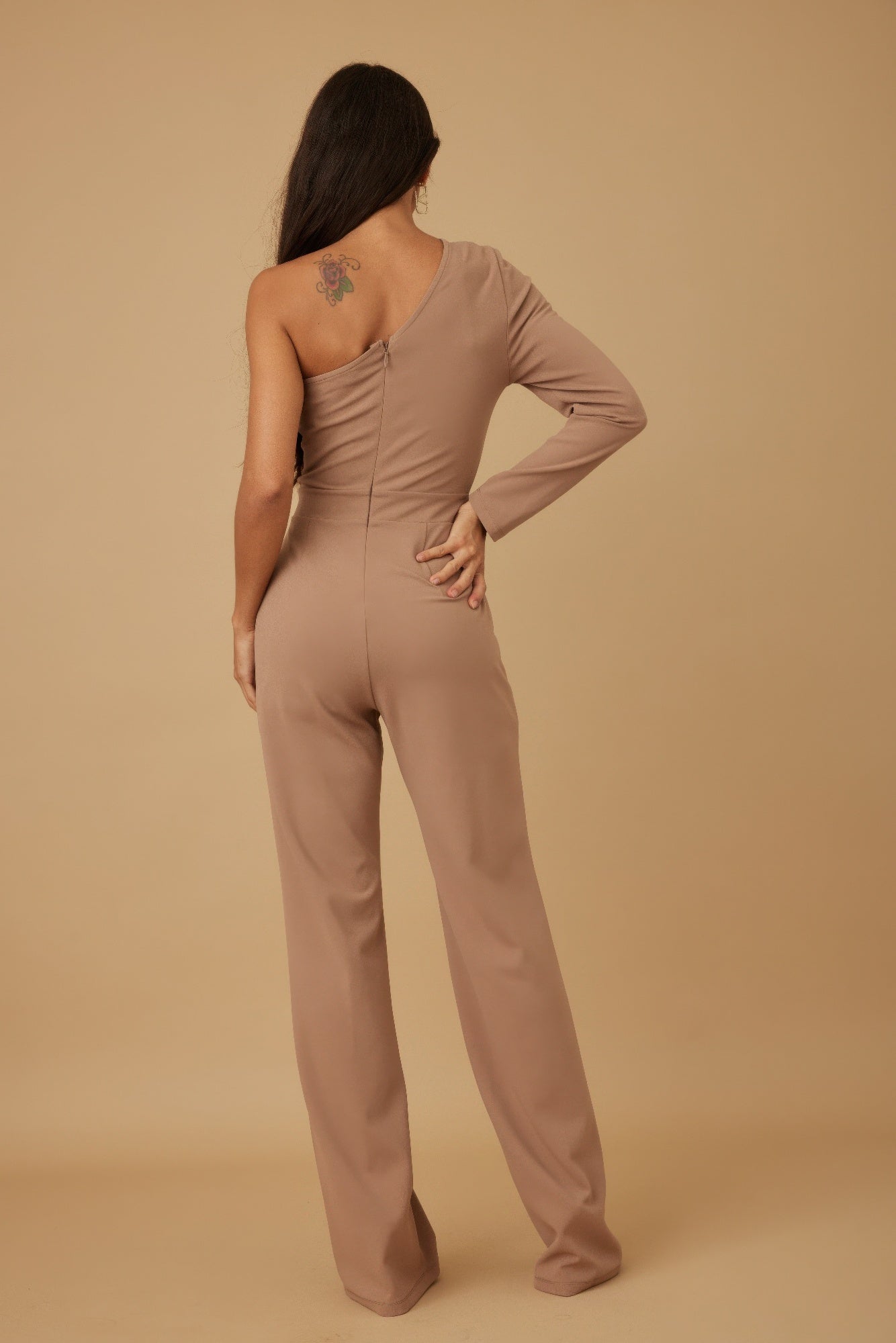 Snowflake Crystal Stone Half Shoulder Jumpsuit