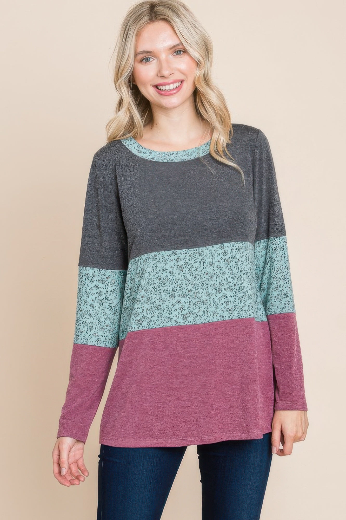 Contrast Long Sleeve Top