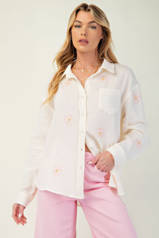 button down gauze shirt​