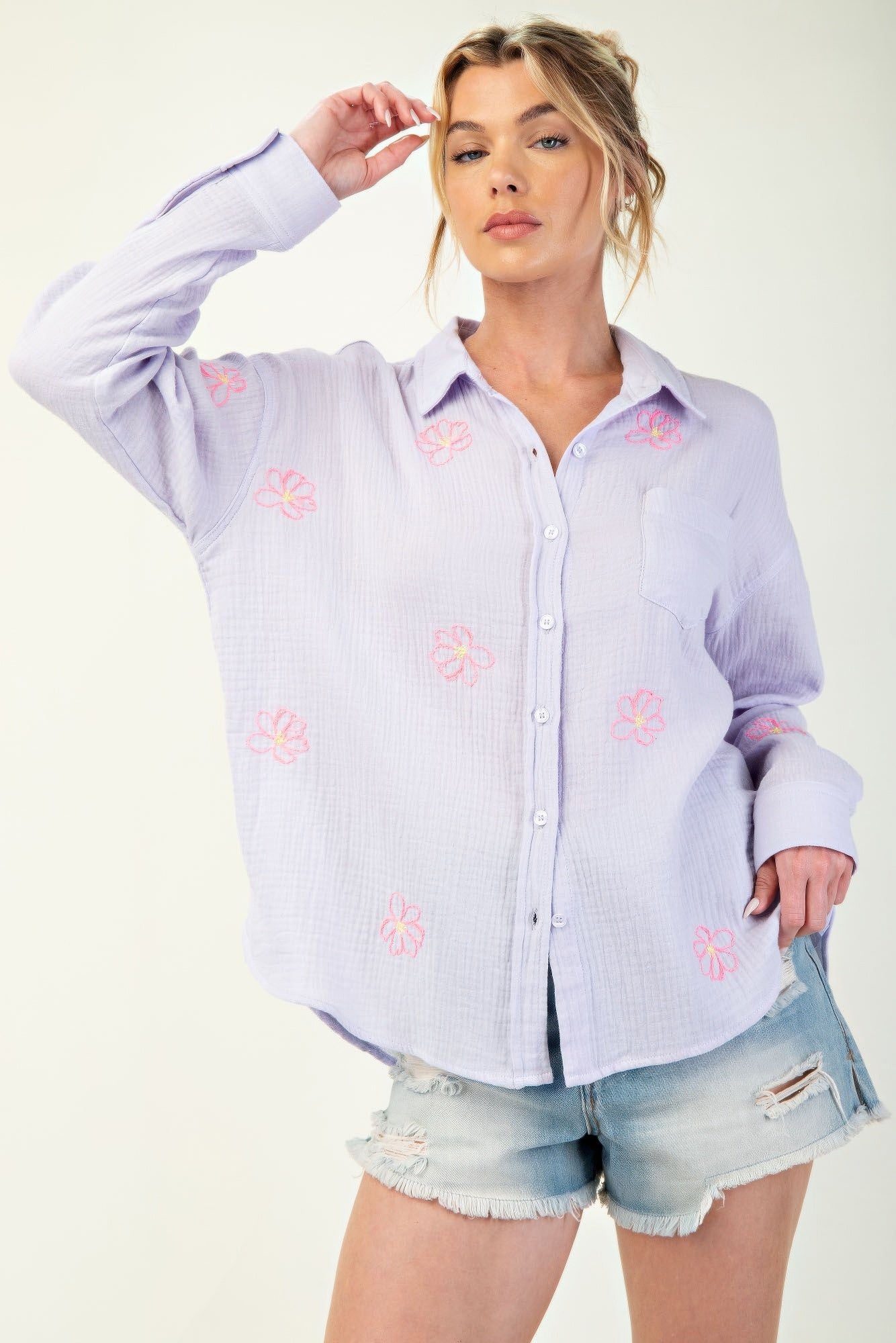 white gauze button down shirt​