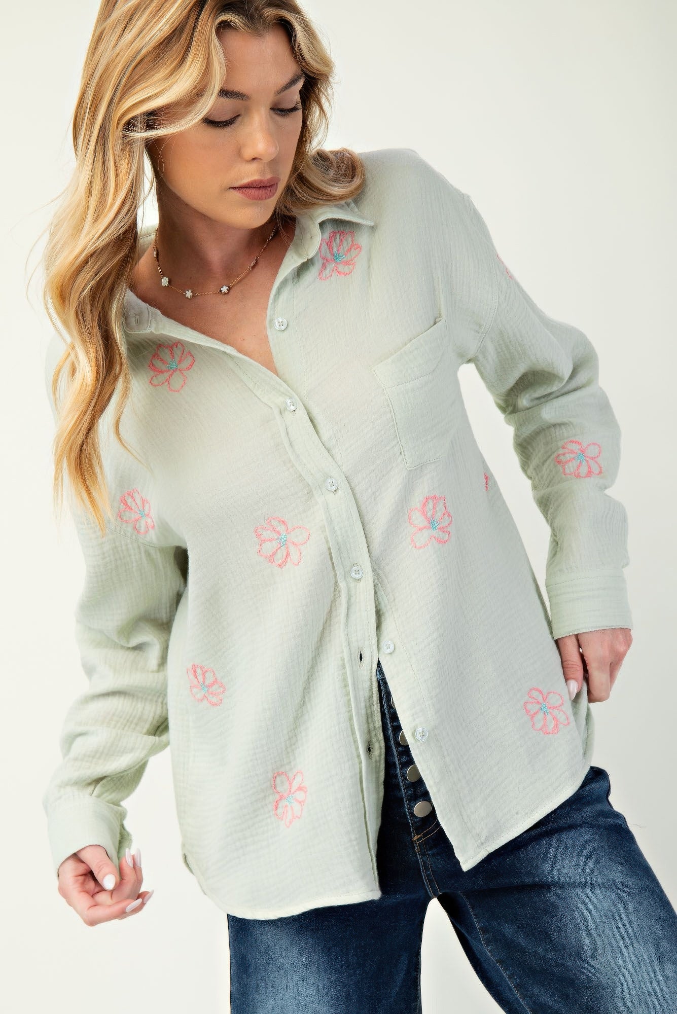 women's gauze button down shirt​