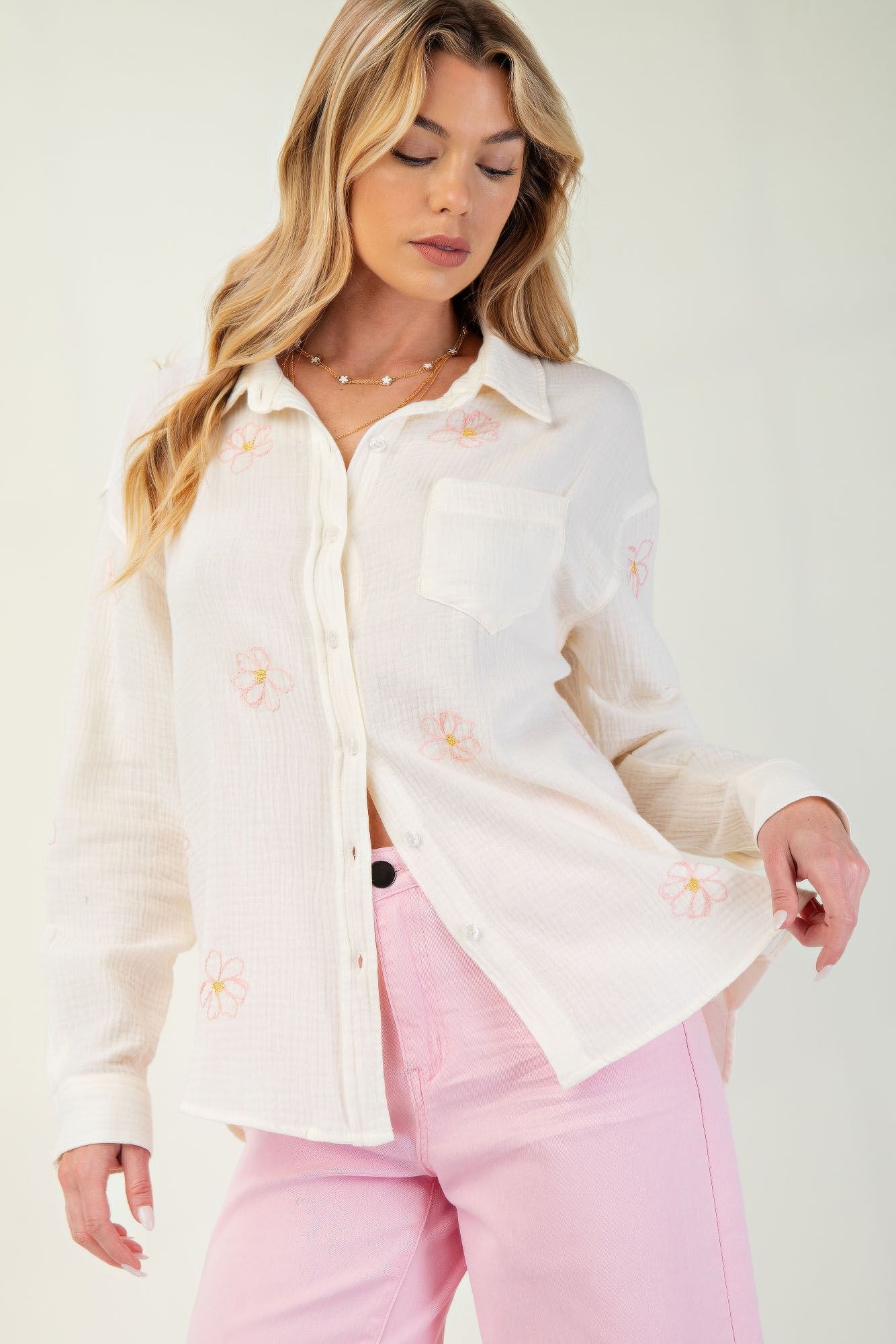 Gauze Button Down Shirt