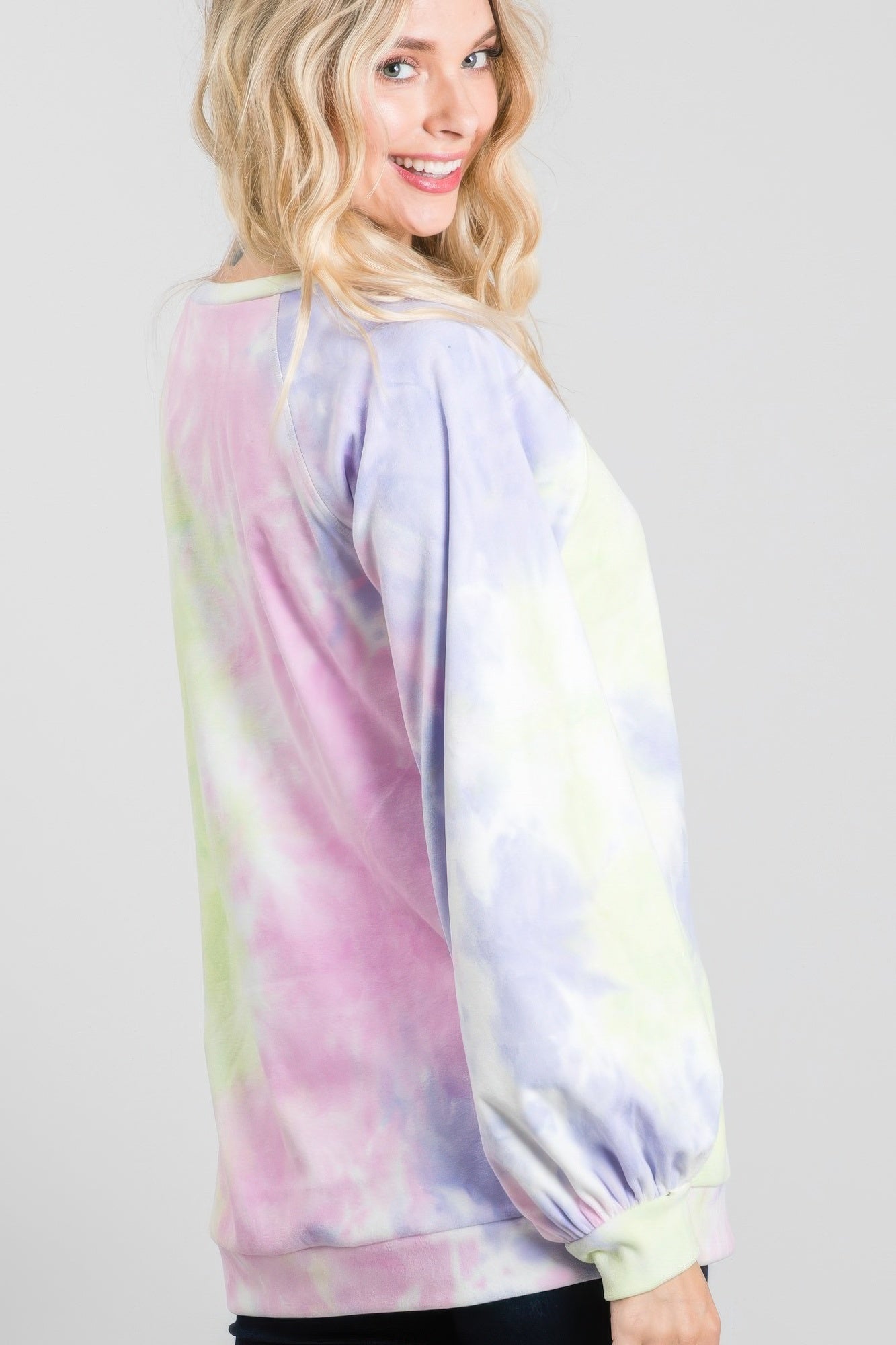 Tie-Dye Puff Long Sleeve Top