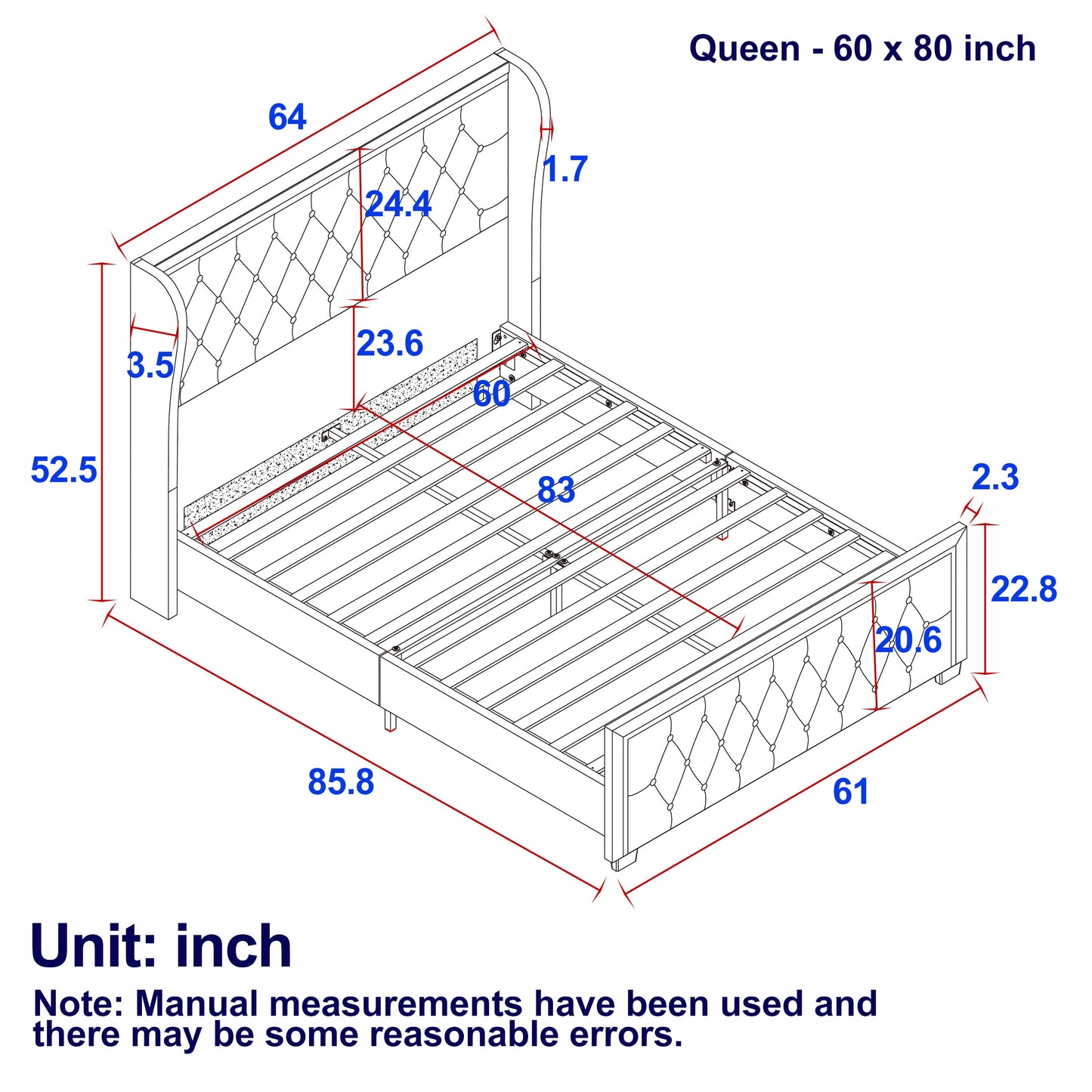 Adjustable Colorful LED Lighted Bed Frame