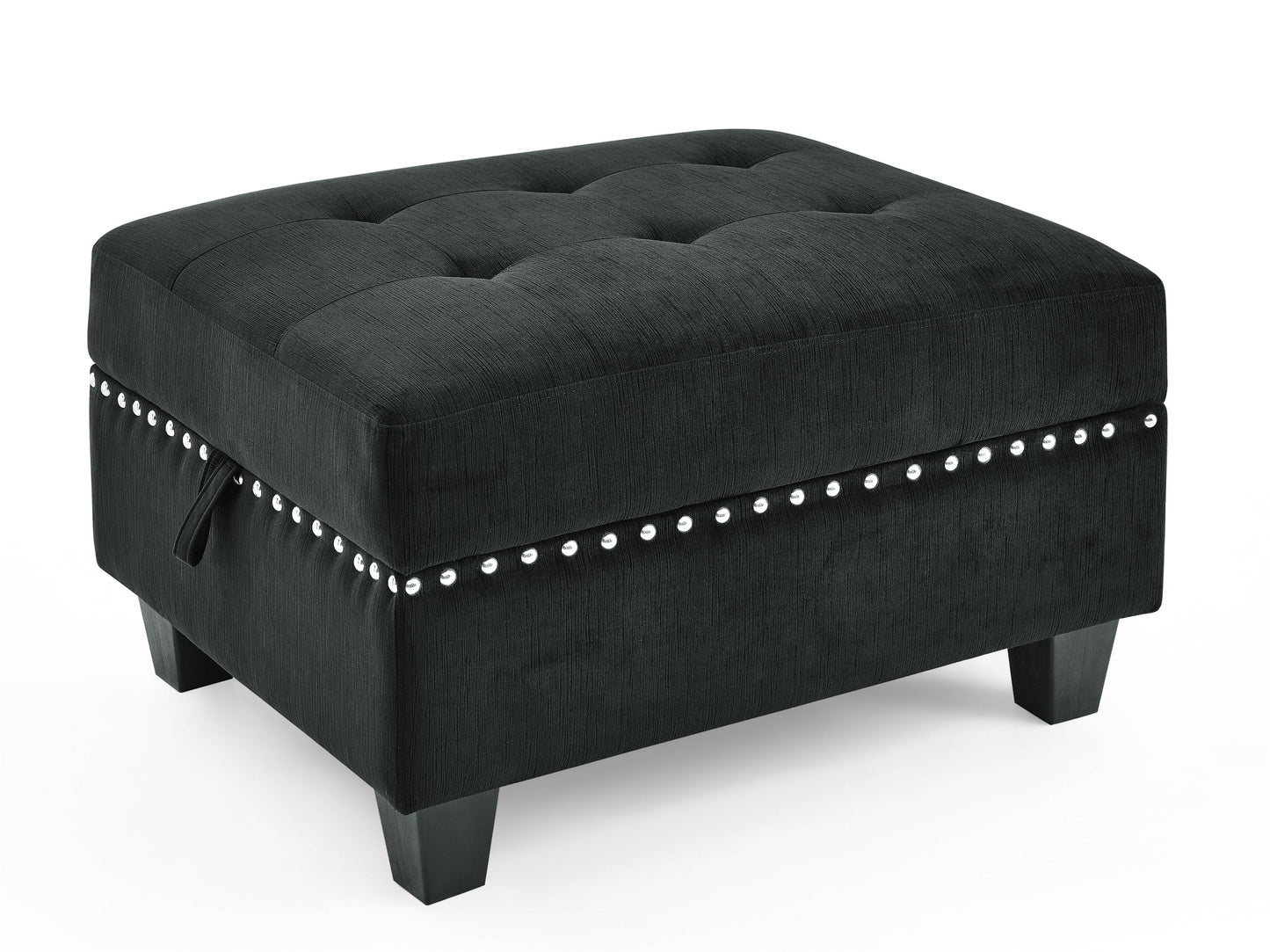 Ottoman  for Modular Sectional,Black Velvet (25.5"x31.5"x19")