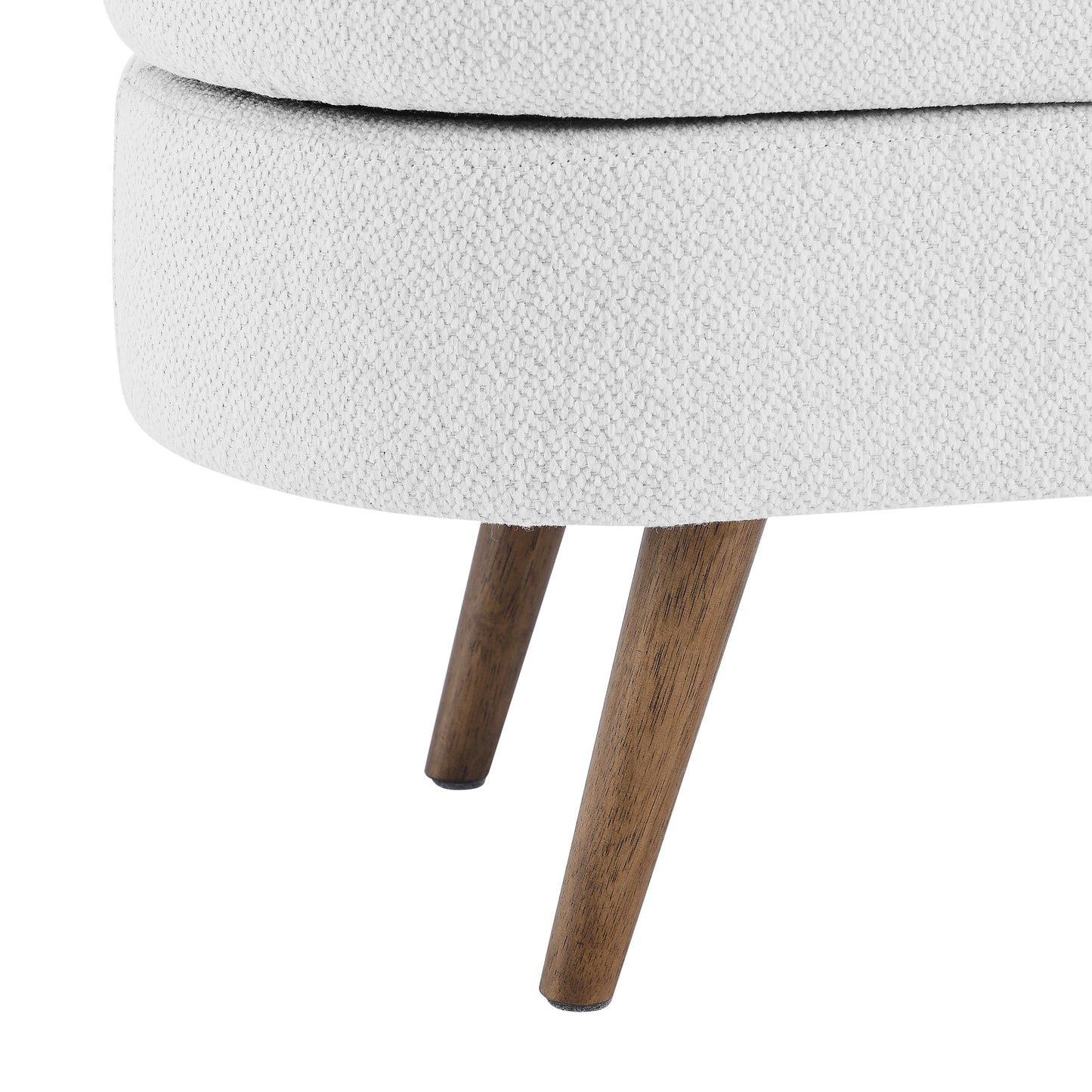 Ottoman Oval Storage Bench,Rubber Wood Legs,White(43.5"x16"x16")