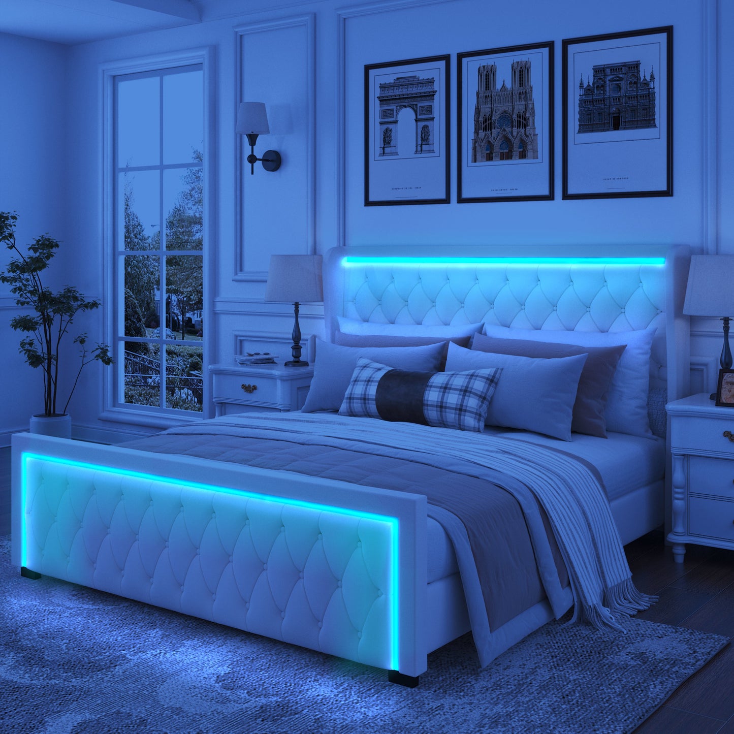 Adjustable Colorful LED Lighted Bed Frame